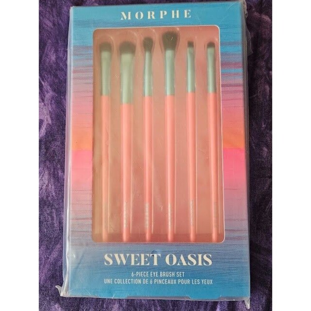 Morphe Sweet Oasis 6 Piece Eye Color Brush Set Pink Blue Synthetic Bristle BNIB